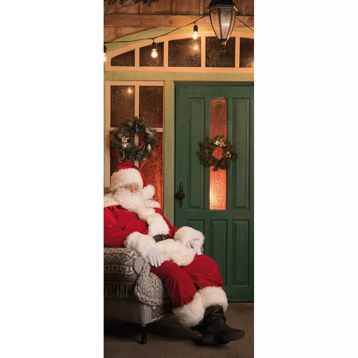 Fashion DecoWoerner Schwer Entflammbarer Stoffbanner "Weihnachtsmann Im Sessel" Aus Fahnenstoff 75 X 180 Cm rot
