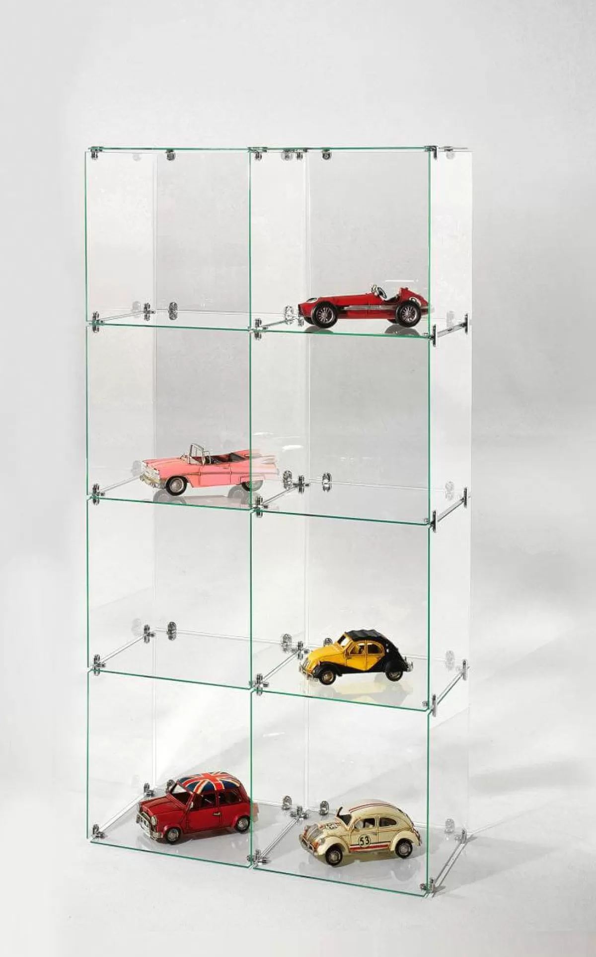 Store DecoWoerner Selbstbau-Würfel-Vitrine Aus Glas, Ohne Rückwände, 165 Cm Hoch transparent