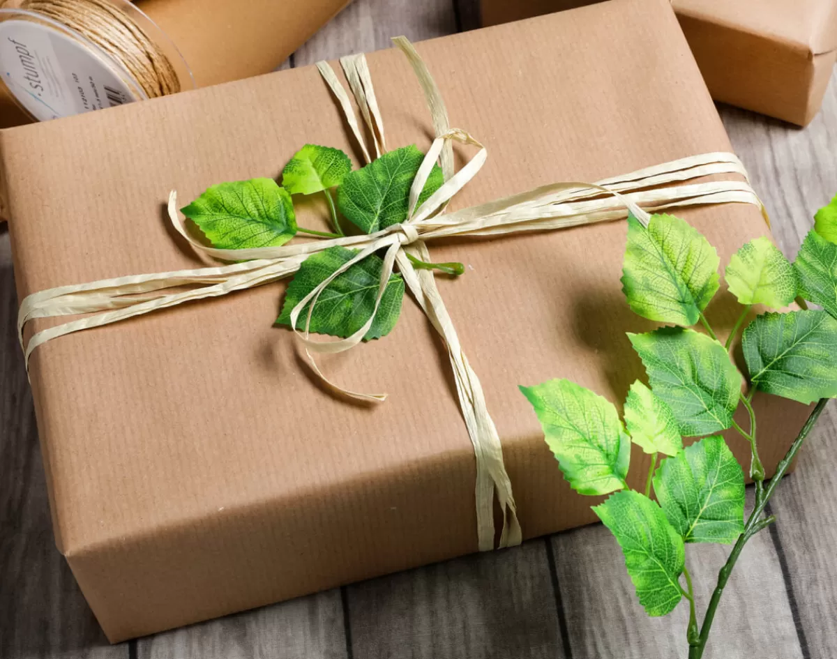 Hot DecoWoerner Sparpaket Geschenkverpackung Go Green Mit Weißem Raffia Und Juteband