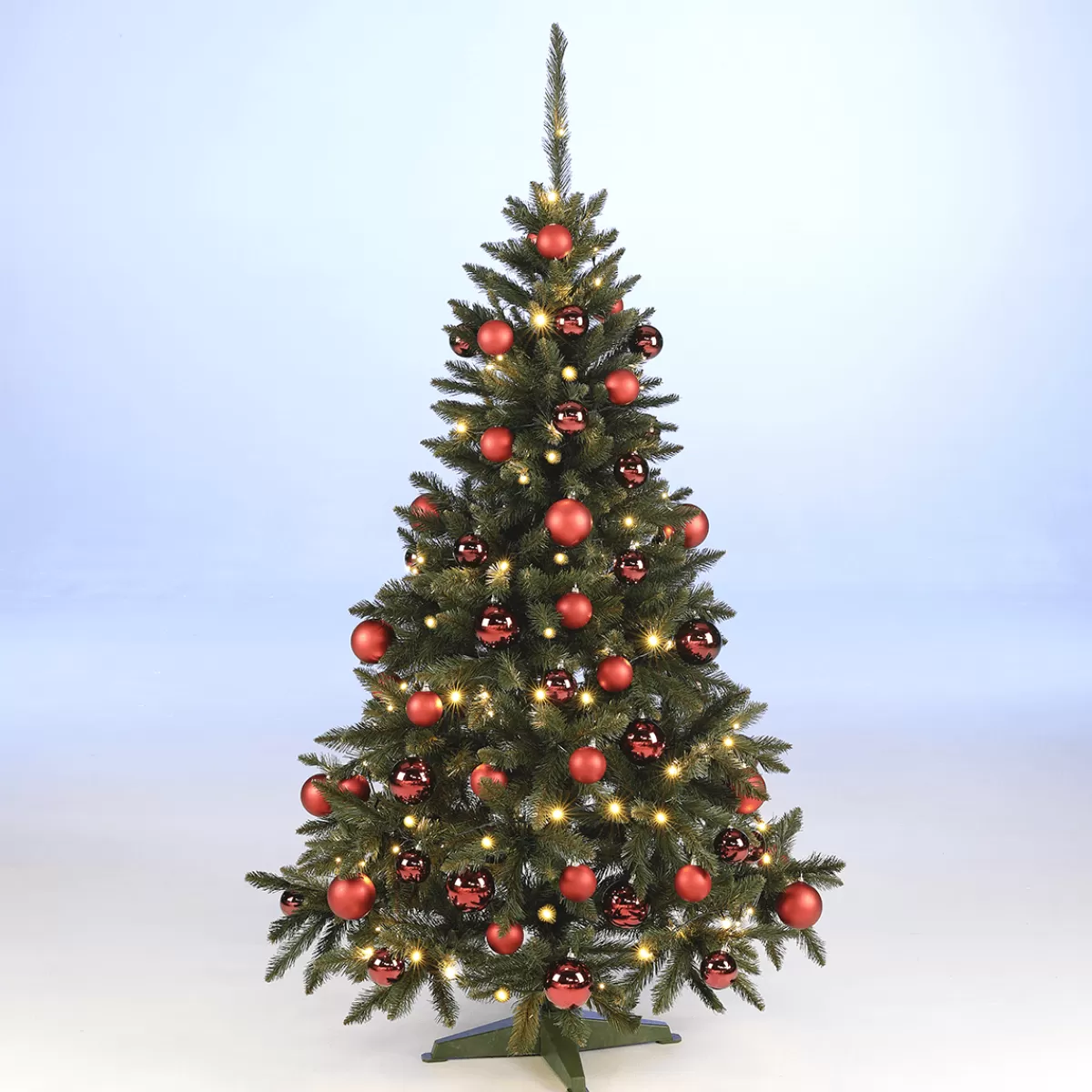 Sale DecoWoerner Sparpaket Komplett Set Weihnachtsbaum 180 Cm Inkl. en Kunststoff Kugeln Und Lichterkette rot