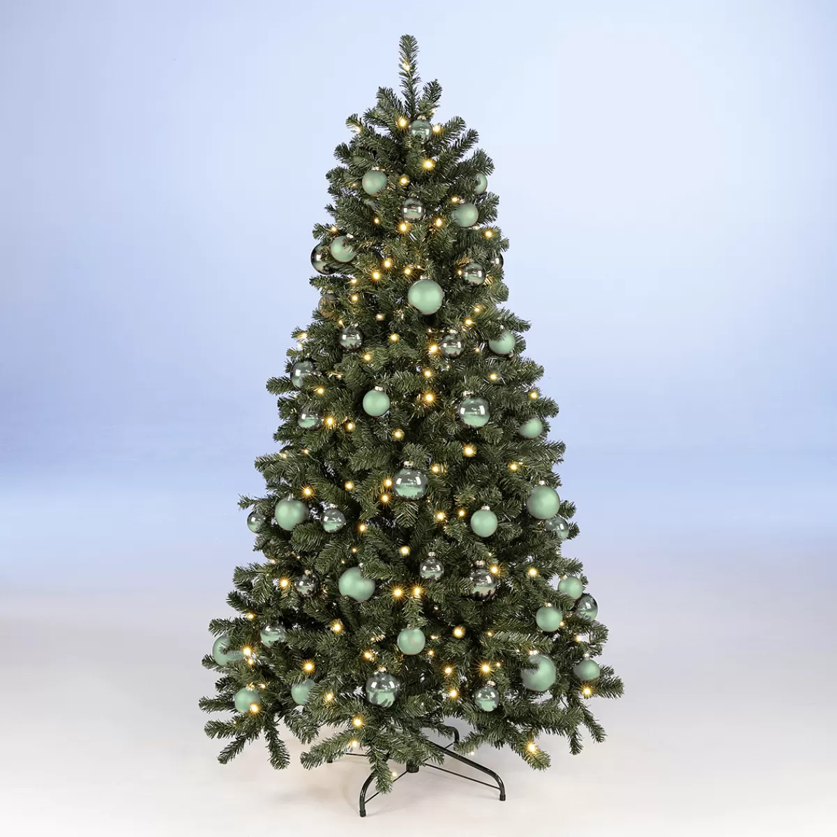 Best Sale DecoWoerner Sparpaket Weihnachtsbaum 210 Cm Inkl. Glaskugeln Und Lichterkette grün