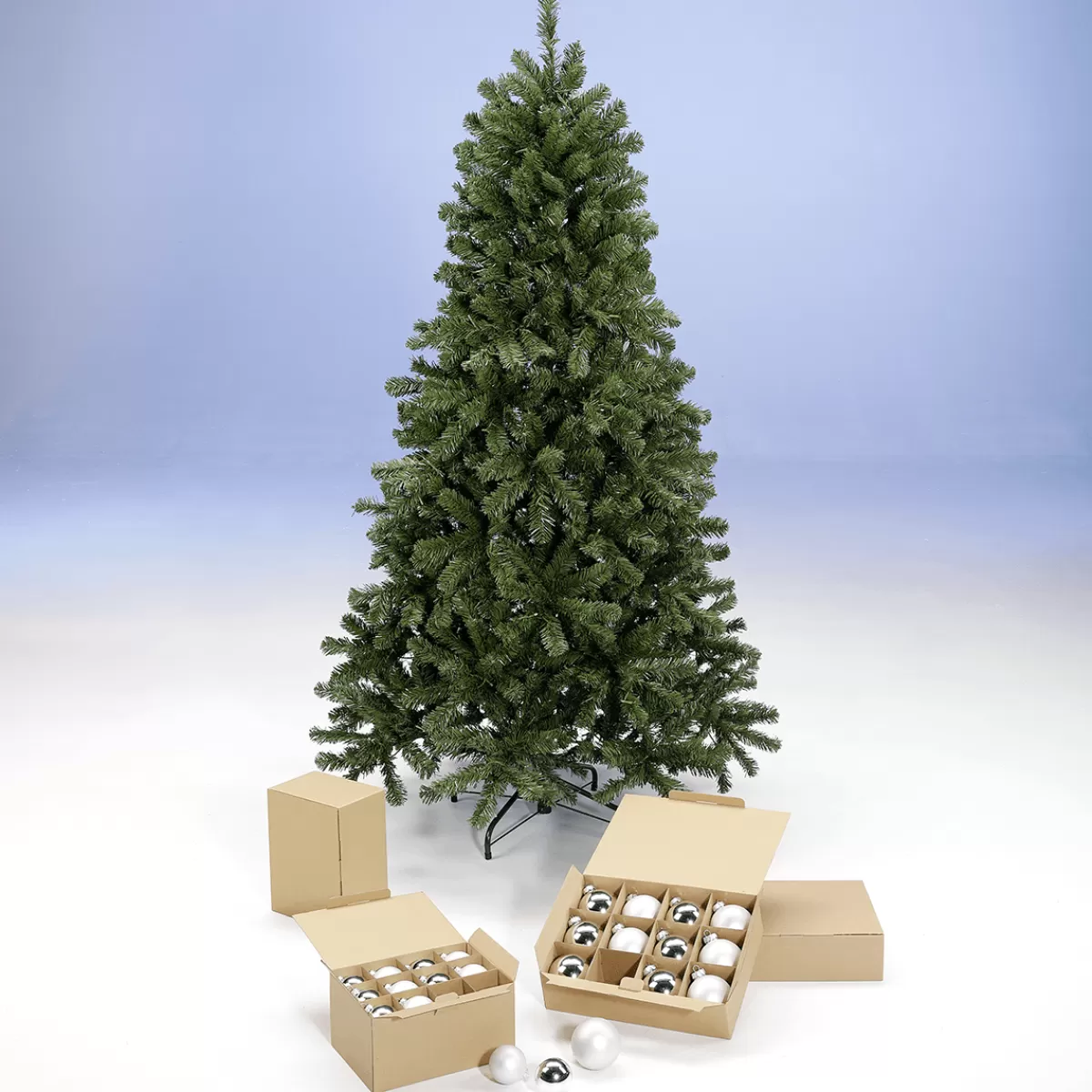 Best Sale DecoWoerner Sparpaket Weihnachtsbaum 210 Cm Inkl. Glaskugeln Und Lichterkette grün