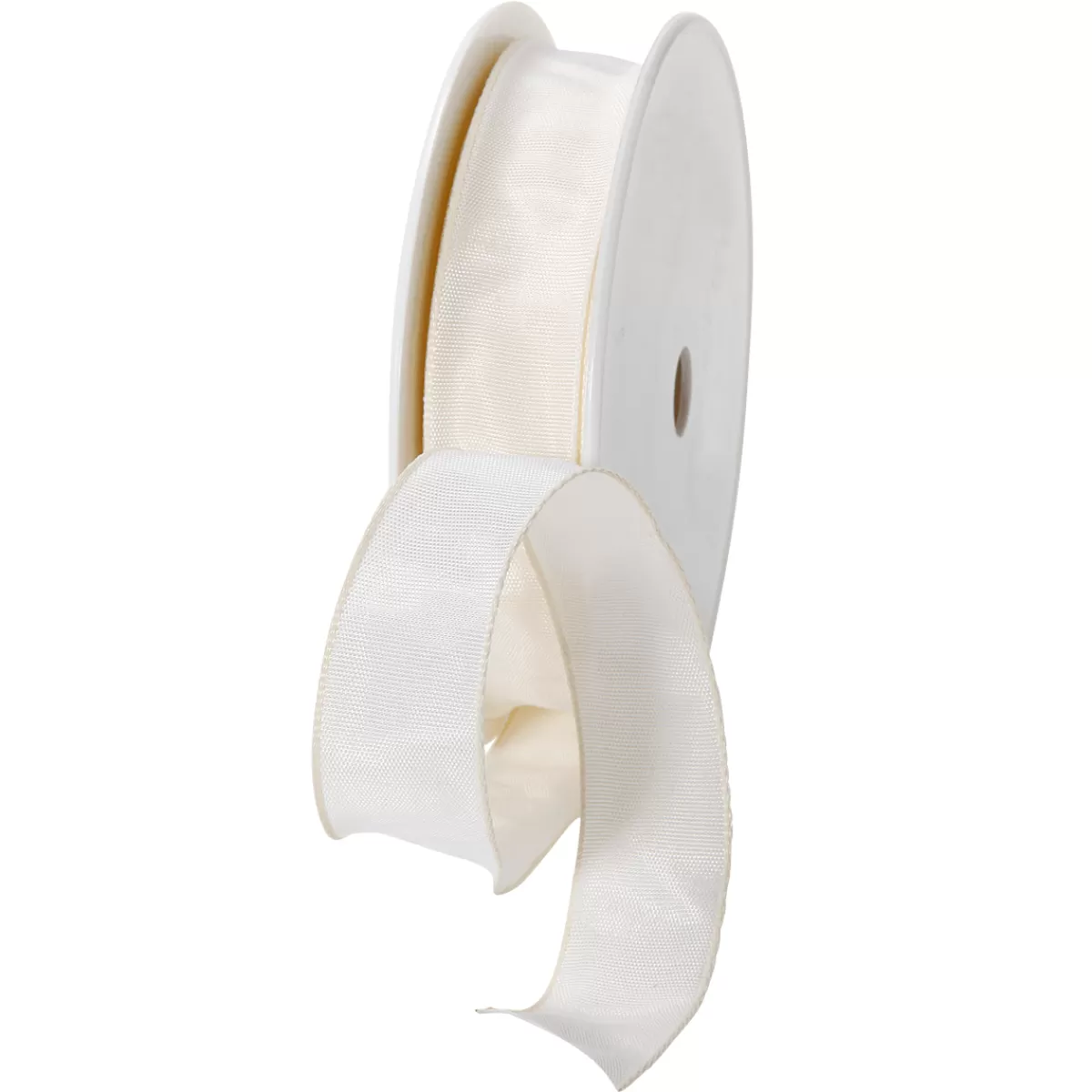 Shop DecoWoerner Stoffband Mit Drahtkante, 25 Mm, 25 M, Creme weiß