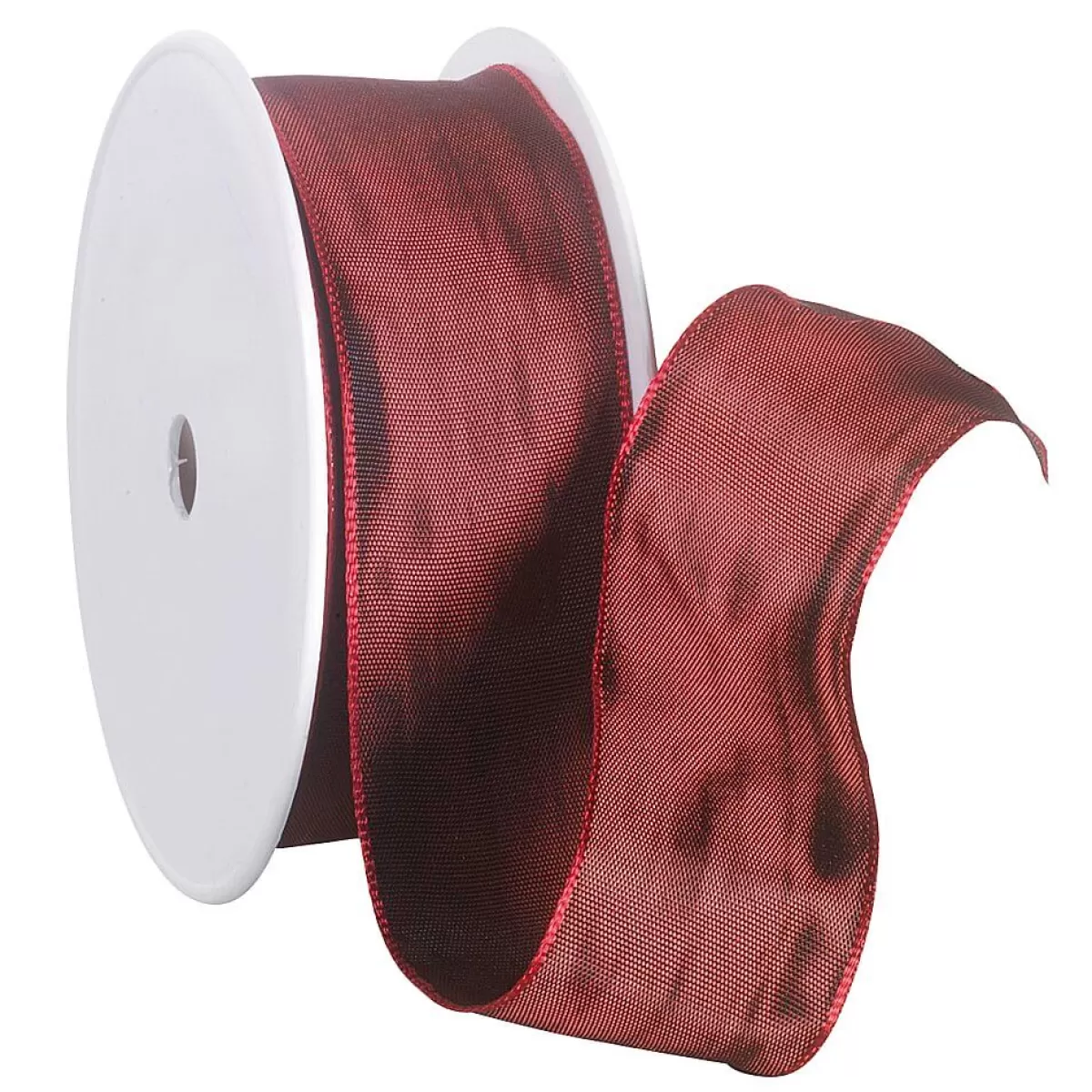 Best DecoWoerner Stoffband Mit Drahtkante, 40 Mm, 25 M, Bordeaux rot