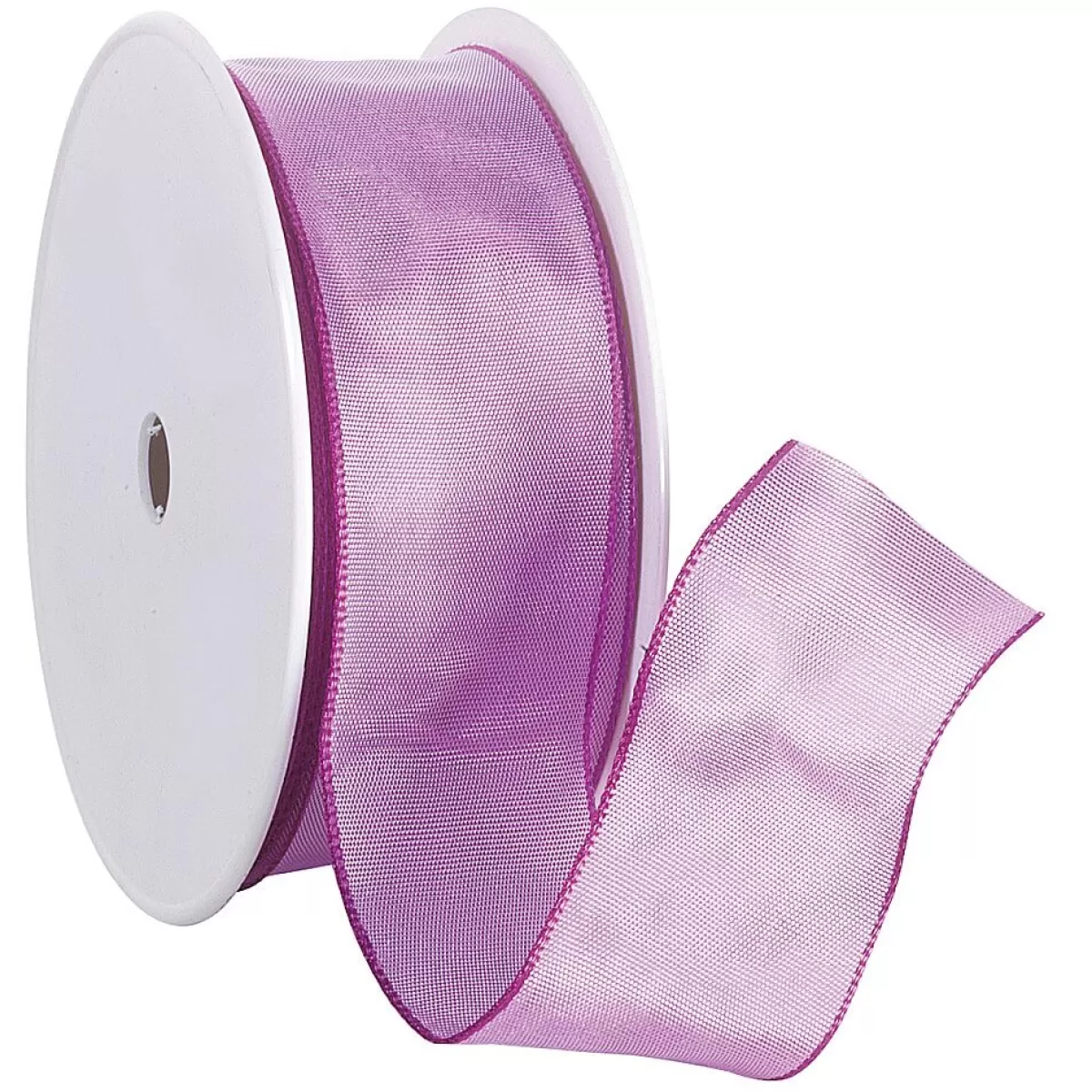 Clearance DecoWoerner Stoffband Mit Drahtkante 40 Mm, 25 M, Pink rosa