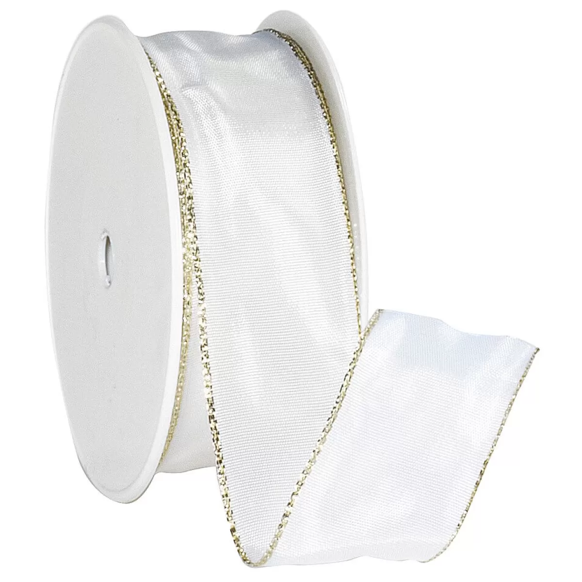 Cheap DecoWoerner Stoffband Mit Goldkante, 40 Mm, 25 M, Creme weiß