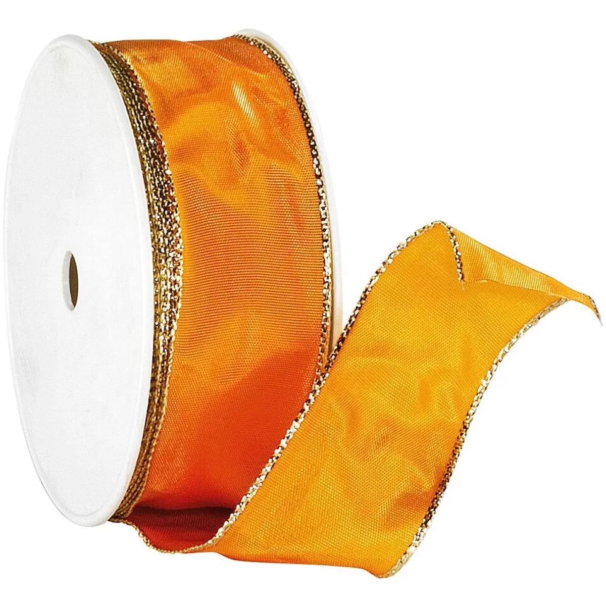 Hot DecoWoerner Stoffband Mit Goldkante, 40 Mm, 25 M, orange