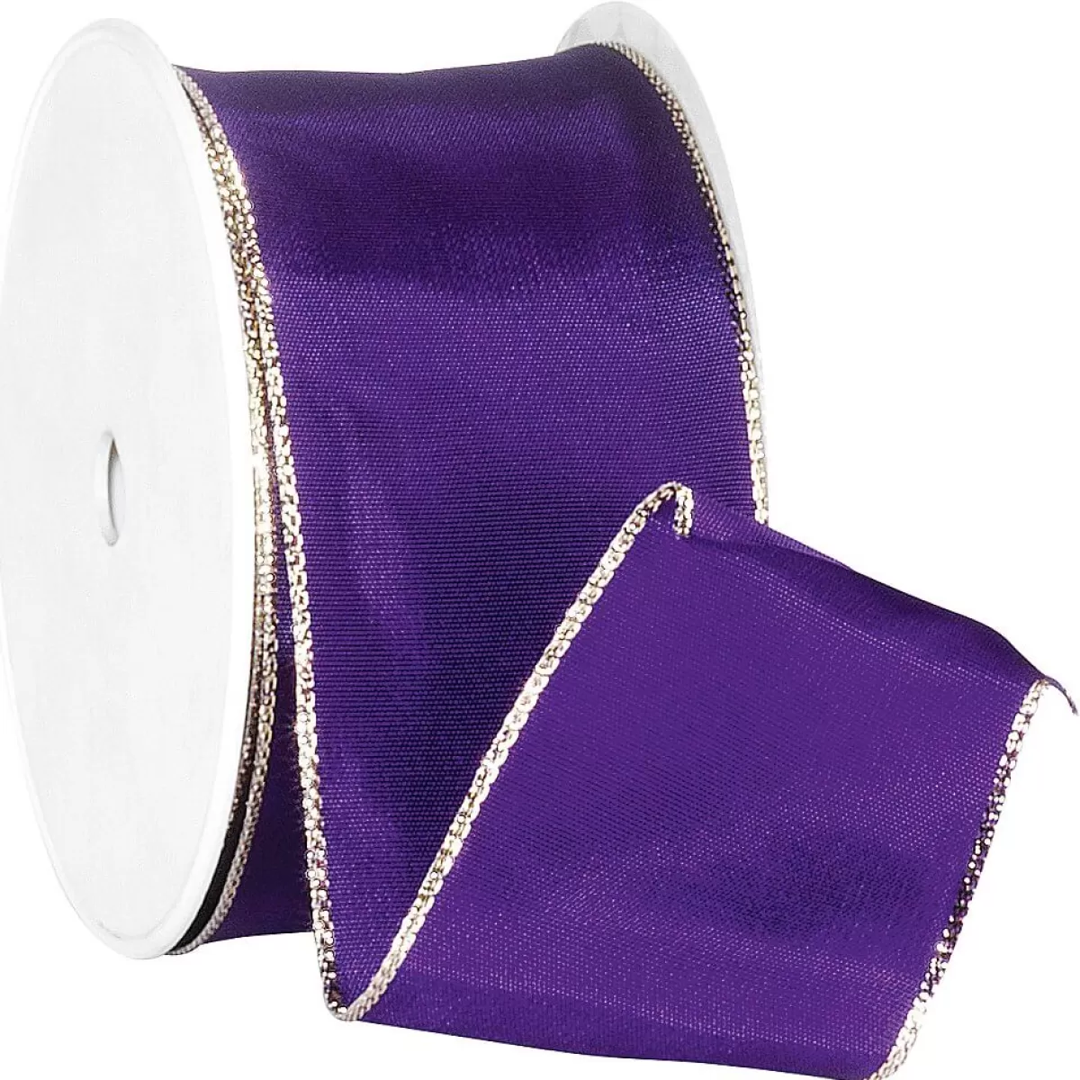 Best DecoWoerner Stoffband Mit Goldkante, 60 Mm, 25 M, Lila violett