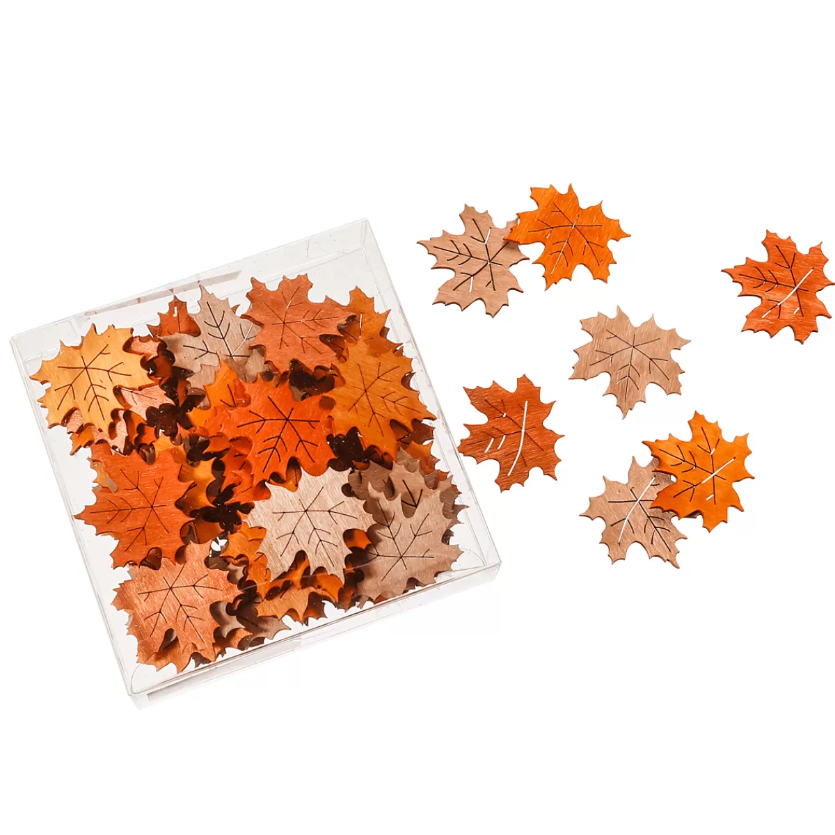 Discount DecoWoerner Streuware Ahorn-Herbstblätter 72 Stück 3,5 X 4 Cm orange