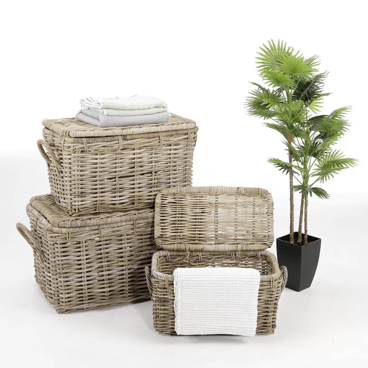 Cheap DecoWoerner Truhen Set Aus Rattan 3 Tlg. braun