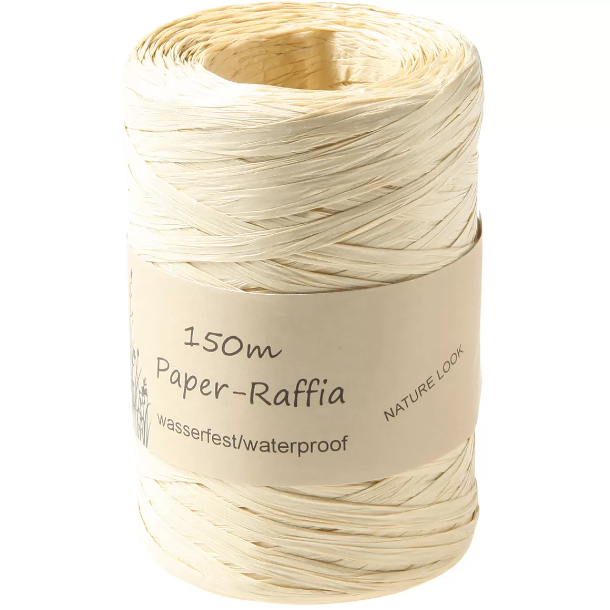 Clearance DecoWoerner Umweltfreundliches Raffia-Band Aus Abbaubarem Material 7 Mm 150 M Creme weiß
