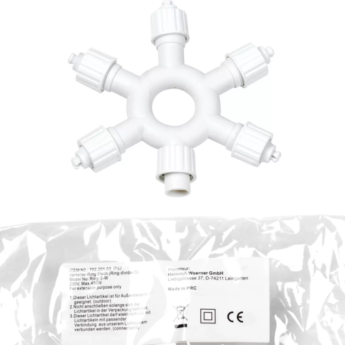 Sale DecoWoerner Verteiler-Ring 5fach Für LED Profi System Weiß