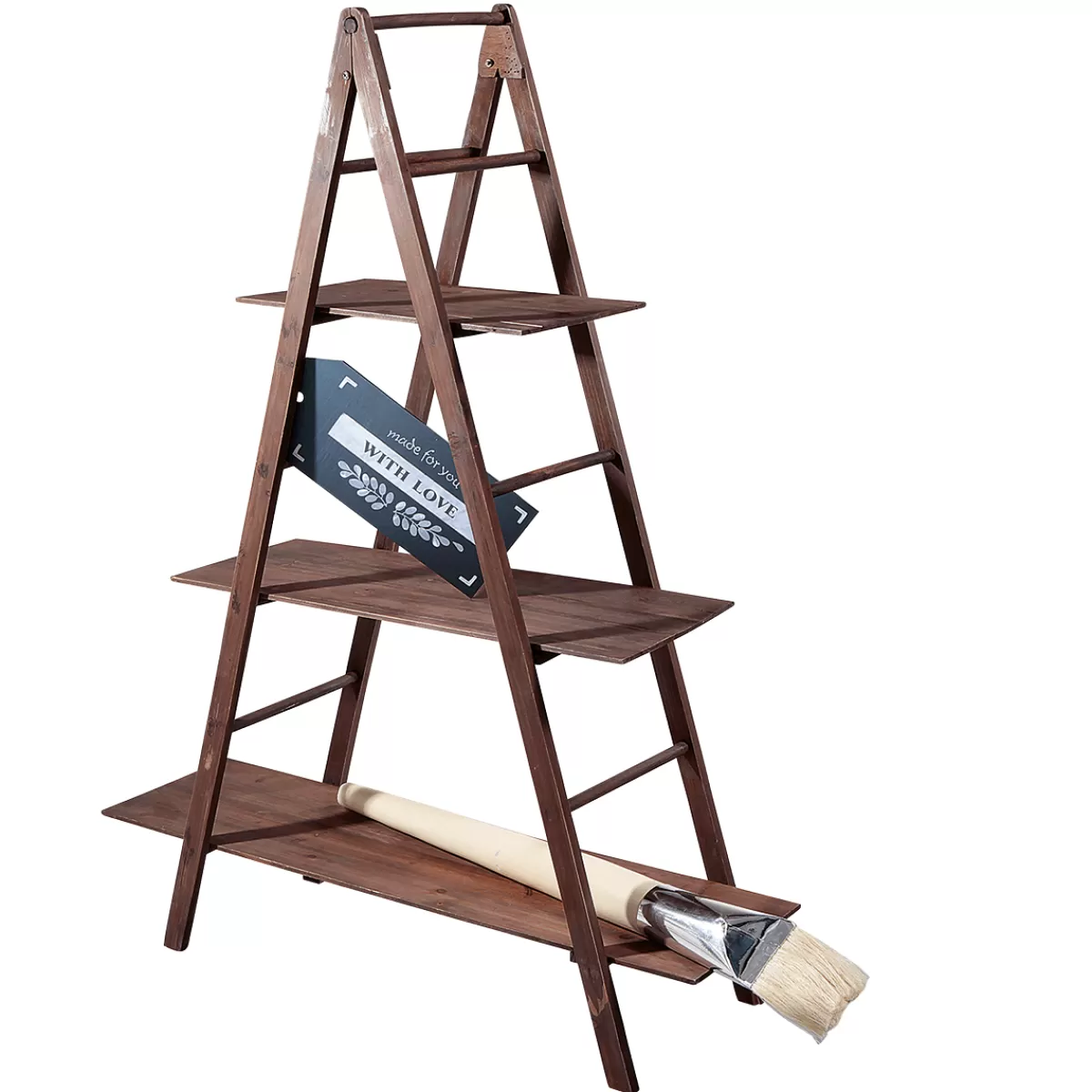 Outlet DecoWoerner Vintage Leiter-Regal , 150 Cm Hoch braun