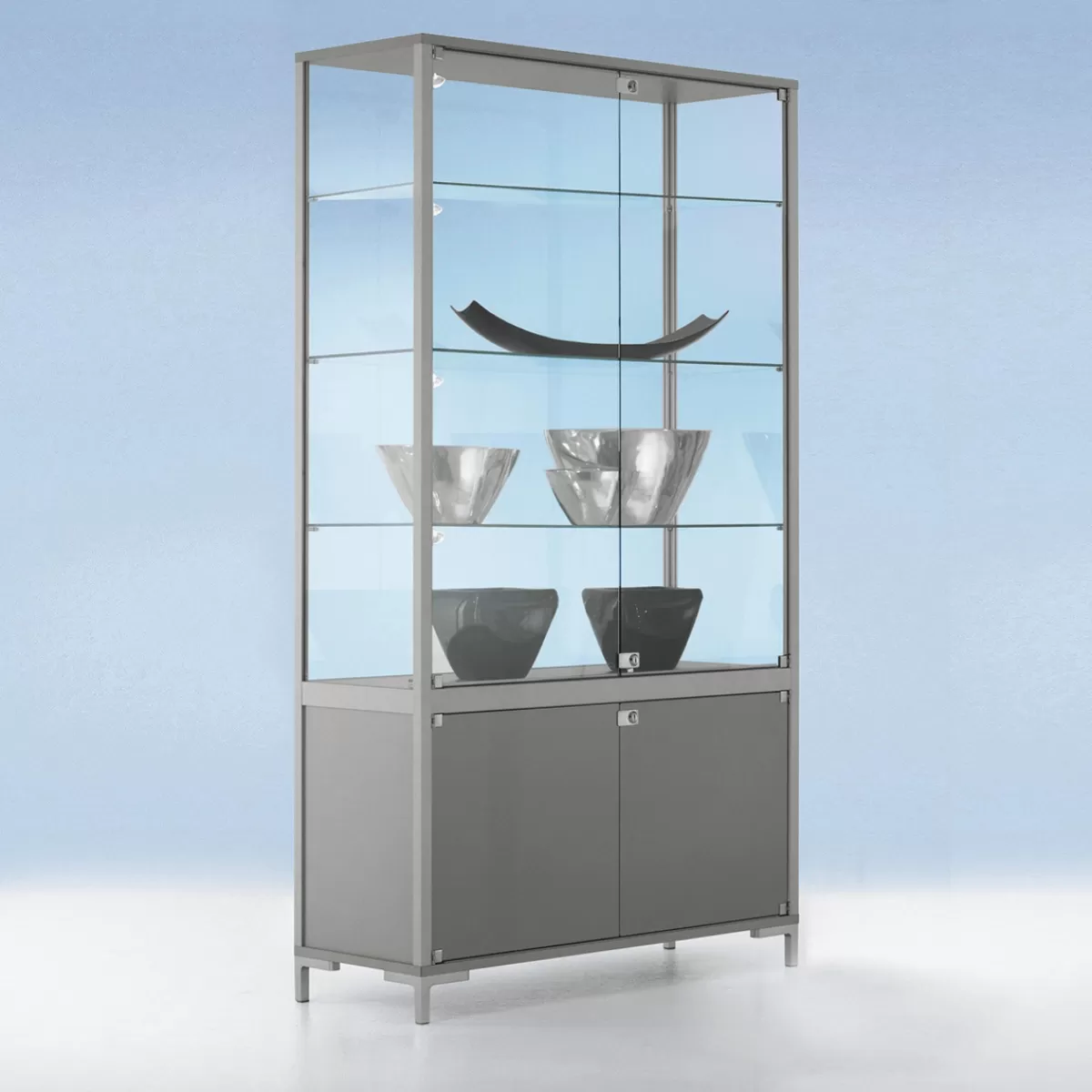 Store DecoWoerner Vitrine Mit Staufach & Licht 186 X 100 Cm transparent