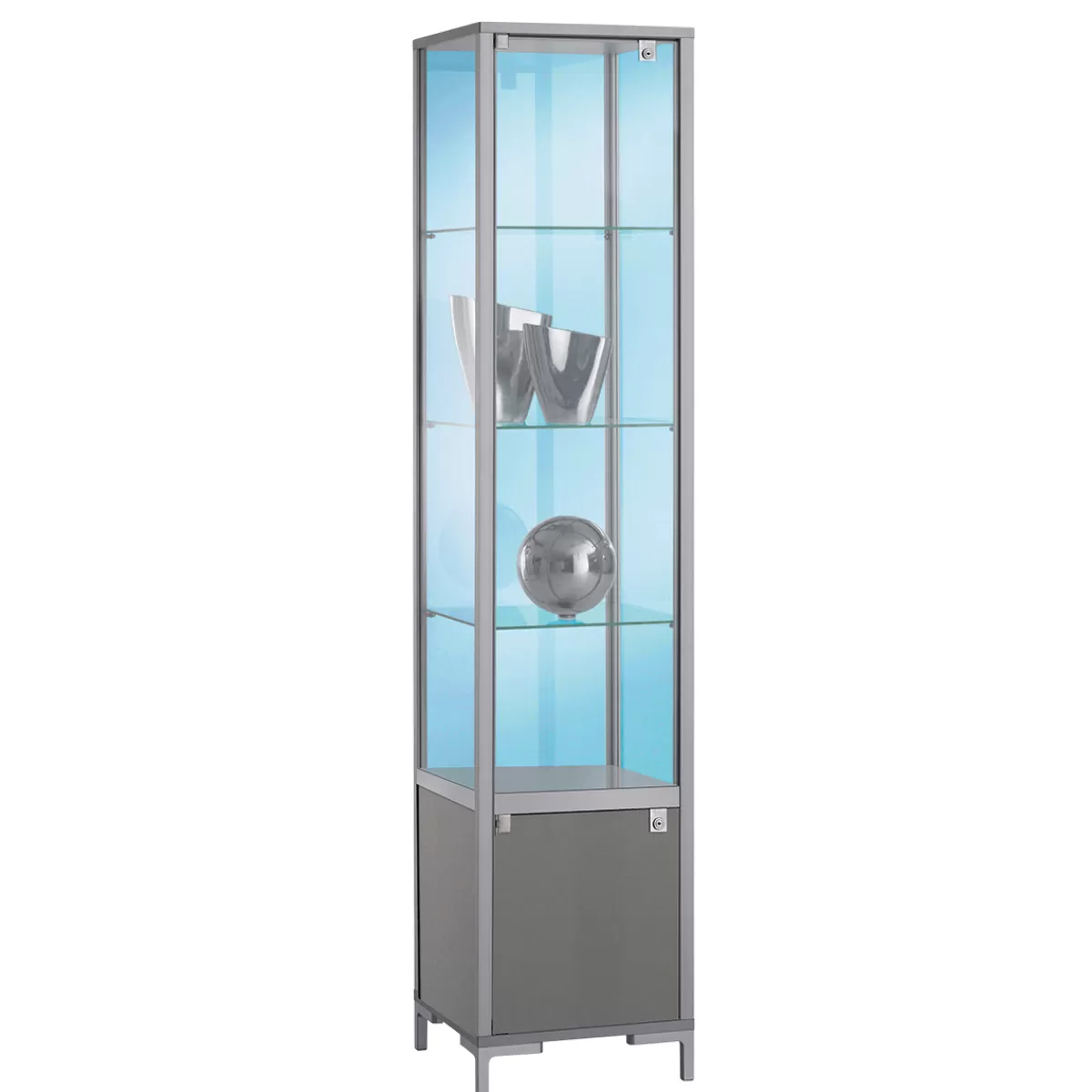 Fashion DecoWoerner Vitrine Mit Staufach & Licht 186 X 40 Cm transparent