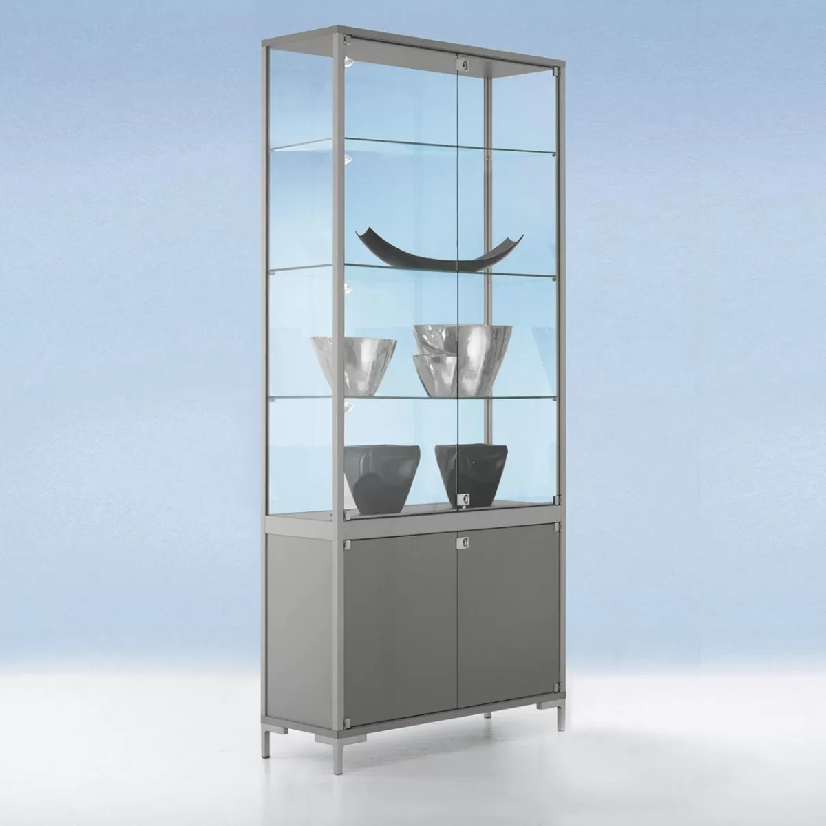 Discount DecoWoerner Vitrine Mit Staufach & Licht 186 X 80 Cm transparent