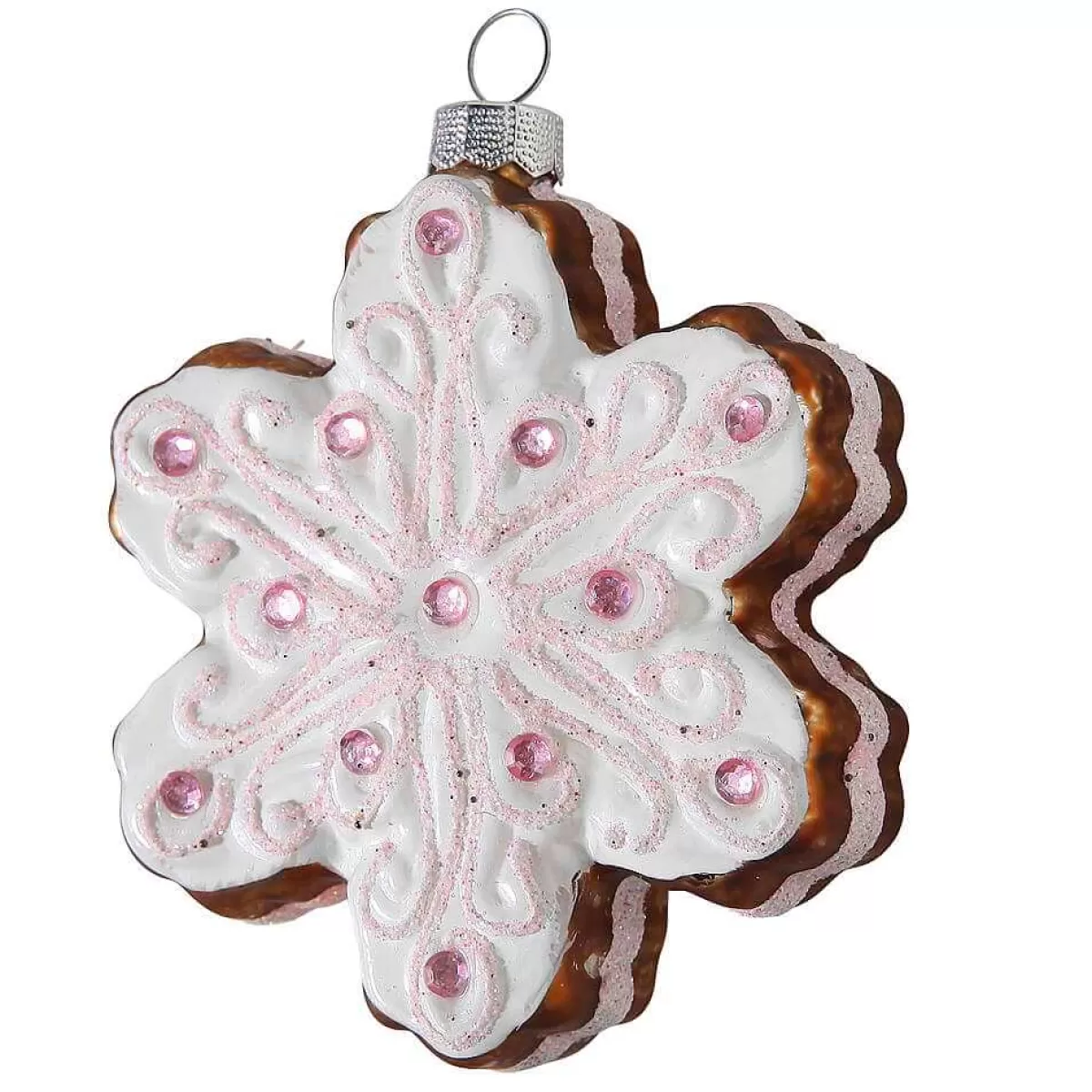 Discount DecoWoerner Weihnachtskugelhänger "Schneeflocke" 9,5 Cm weiß