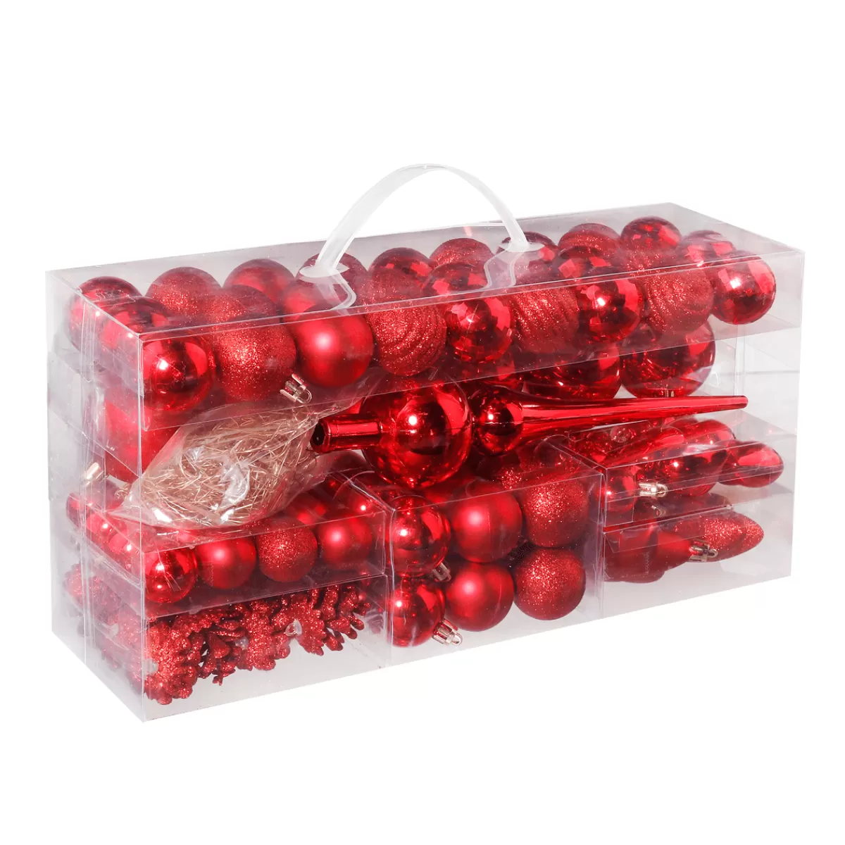 New DecoWoerner Weihnachtskugel-Set Aus Kunststoff 100tlg. 3 – 7,5 Cm Ø rot