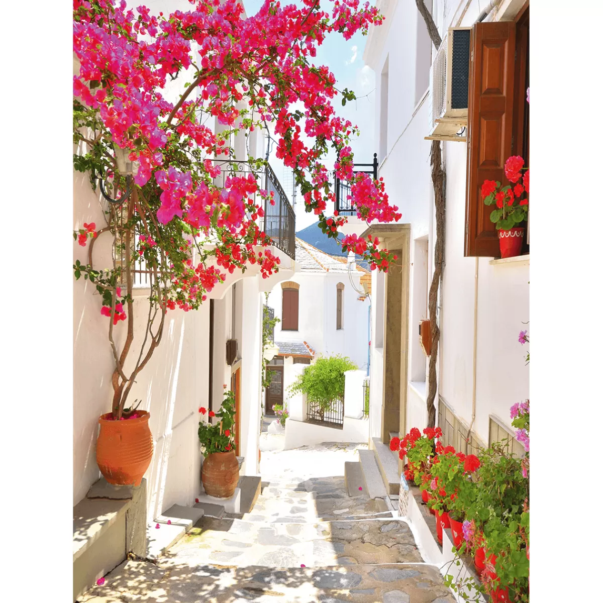 Cheap DecoWoerner XL-Stoffbanner „mediterrane Gasse Mit Bougainvillea“ Aus Schwer Entflammbarem Fahnenstoff 150 X 200 Cm rosa