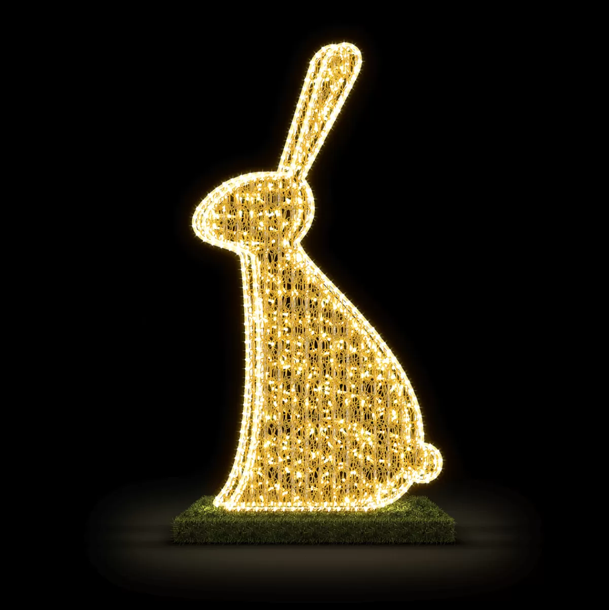 Fashion DecoWoerner XXL LED Warm Hase Sitzend 155 Cm silber